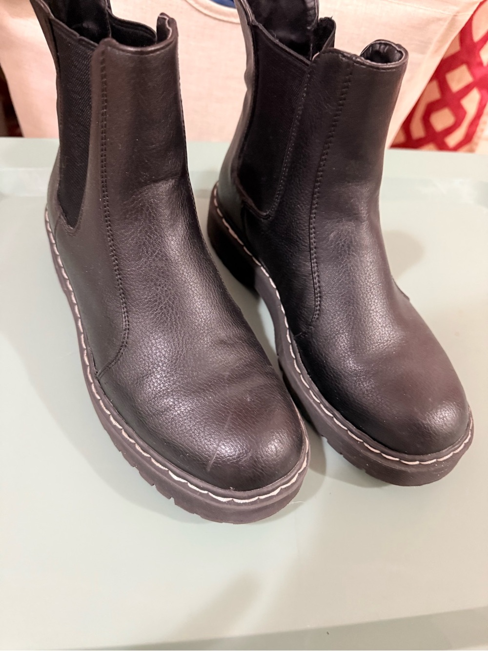 T.J.Maxx Black Leather Chelsea Ankle Boots